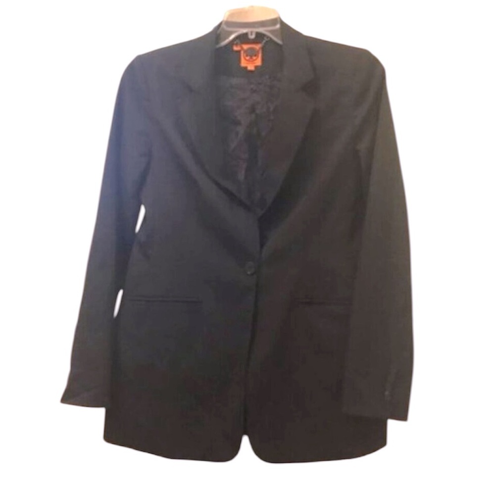 TORY BURCH Wool Single Breasted Blazer Jacket Coat Light Pockets Preppy Black 10
